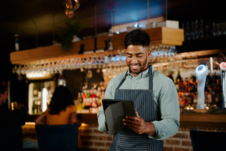 man working in bar